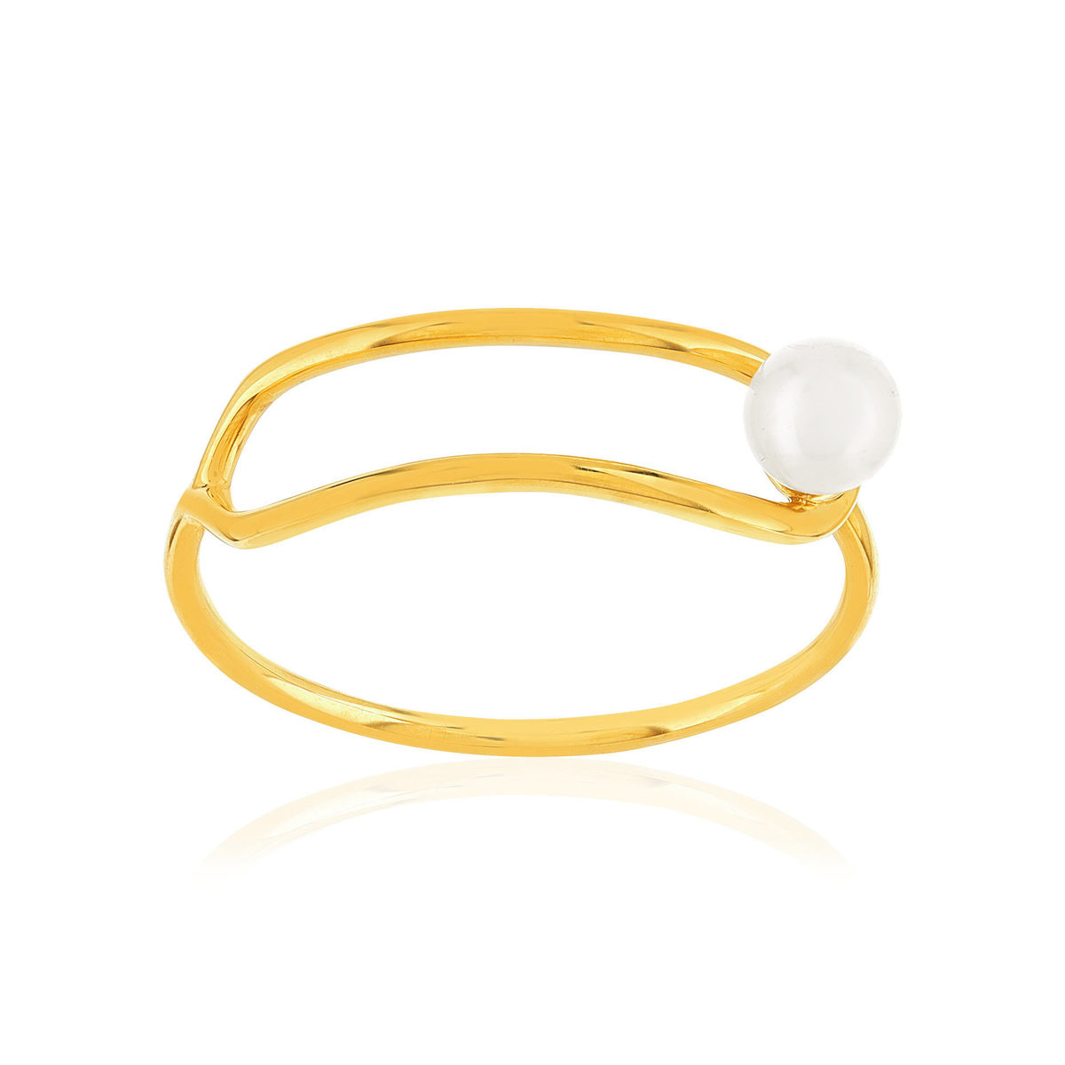 Bague or 375 jaune perle de culture de chine