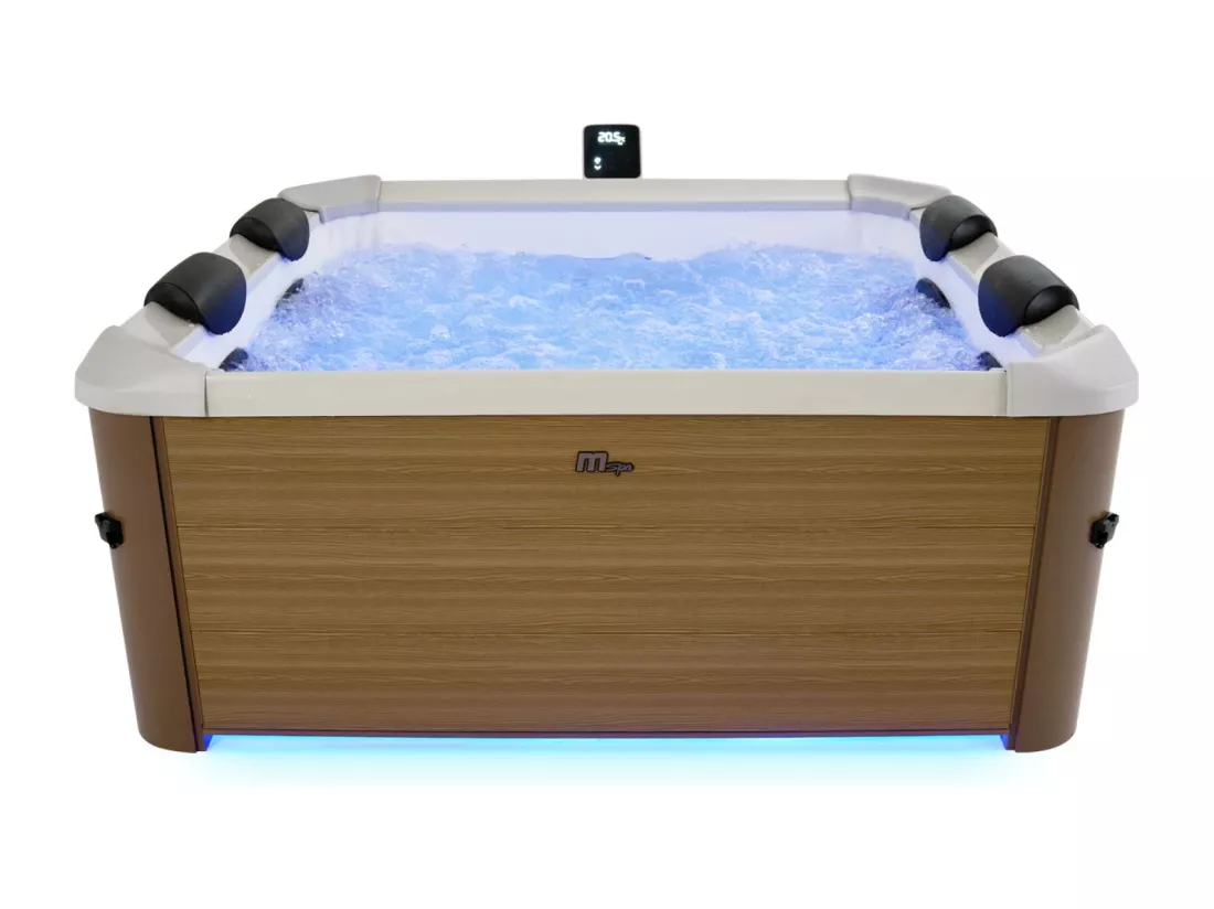 Spa rigide 6 places hydromassages. 4 coussins avec housse de protection. OSLO AMBER. beige. L 160 x P 160 x H 65 cm