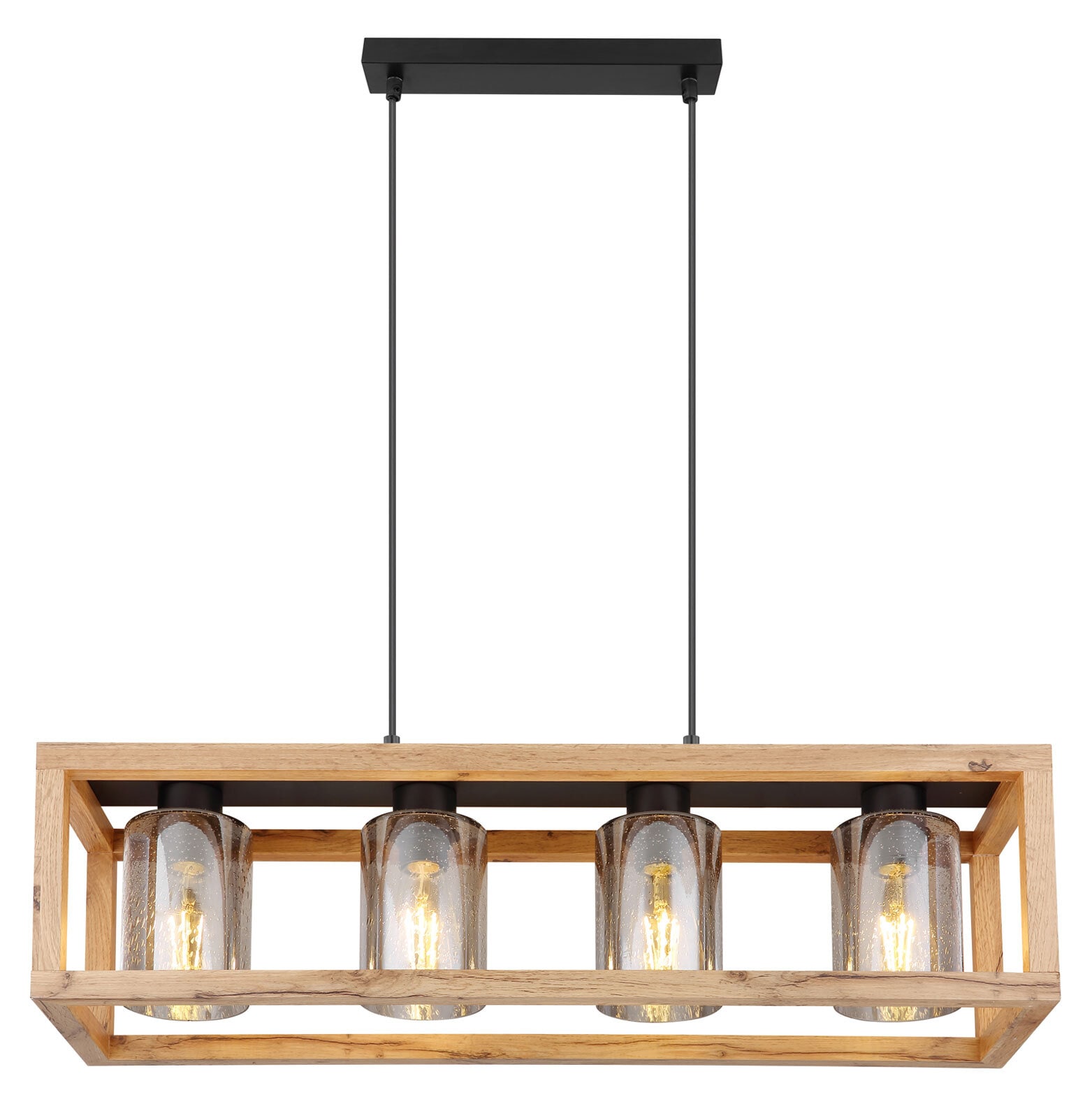 PETTEY Pendellampe schwarz 15497-4H, B/H/T: 75 x 120 x 20 cm, Glas, Metall