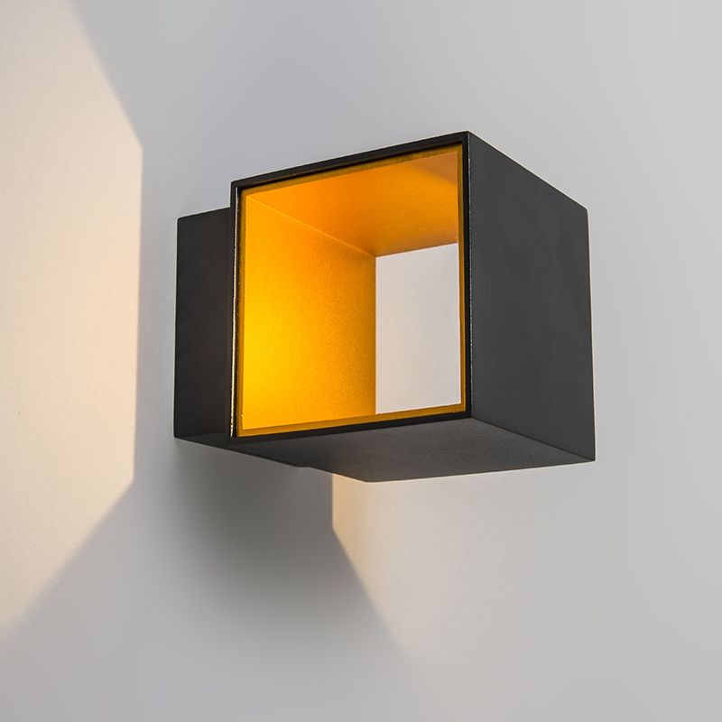 Set van 2 design wandlampen zwart/goud incl. LED - Caja