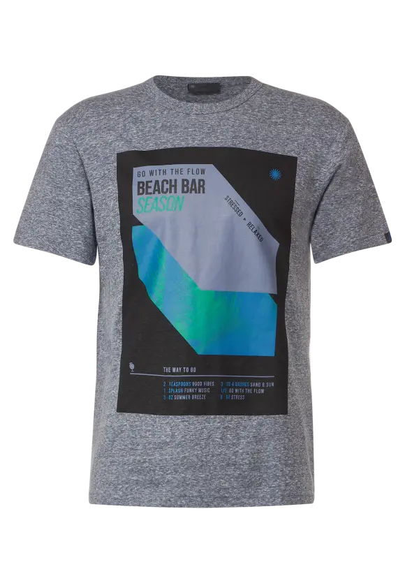 T-Shirt mit Frontprint - smoke grey melange