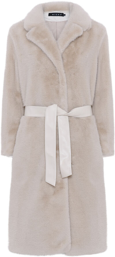Micha Long Coat_ Fur Coat Camel