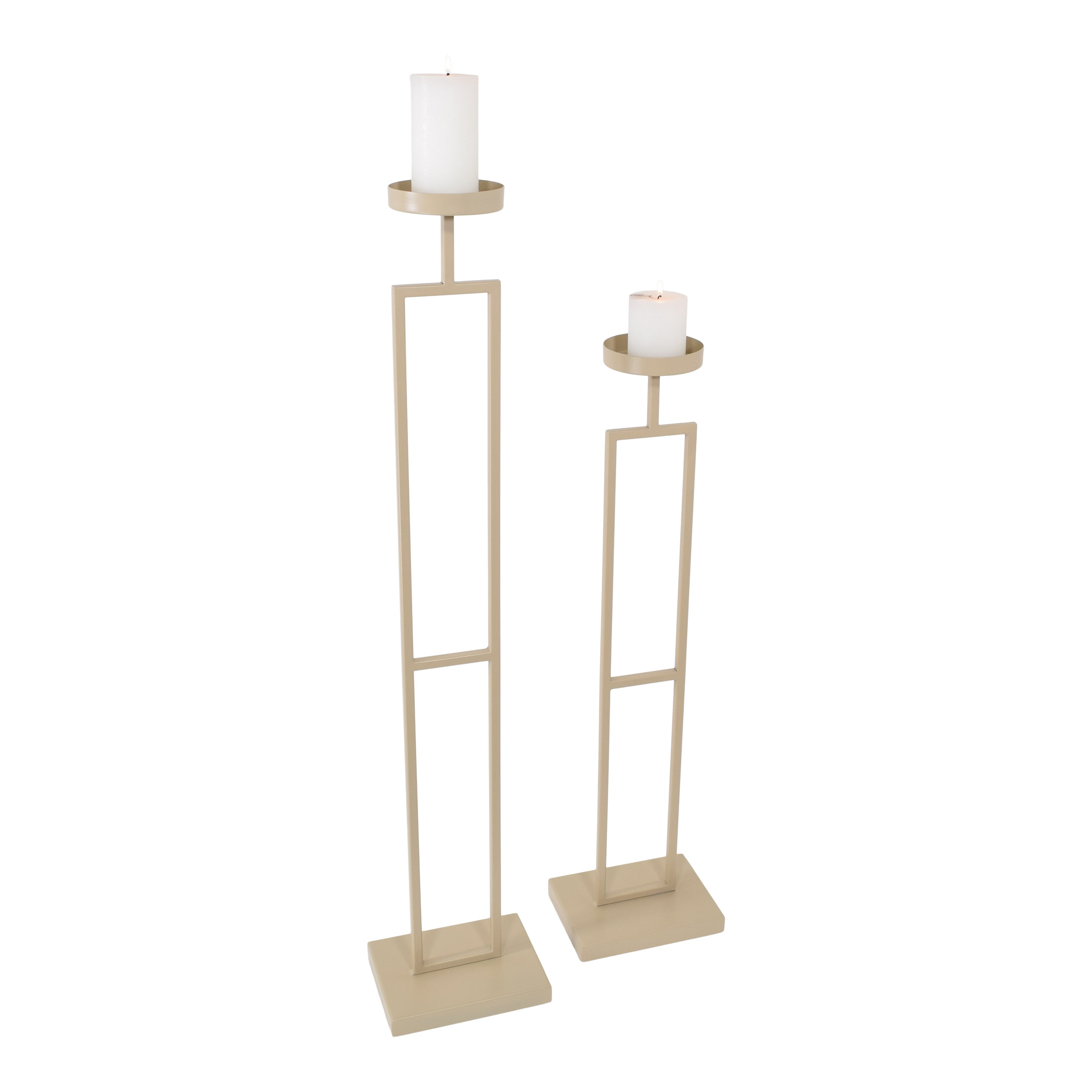 LOFT42 Vloerkandelaar Set Flame - Beige metaal