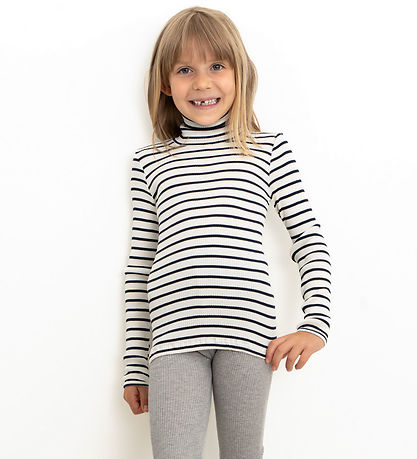 Minimalisma Bluse m. Rollkragenpullover - Rib - Seide/Baumwolle