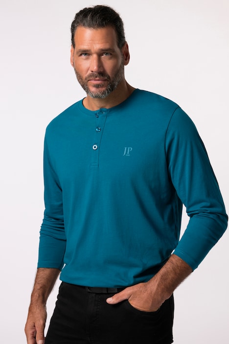 JP 1880 Henley, Basic, Shirt, Langarm, Knopfleiste, bis 8XL