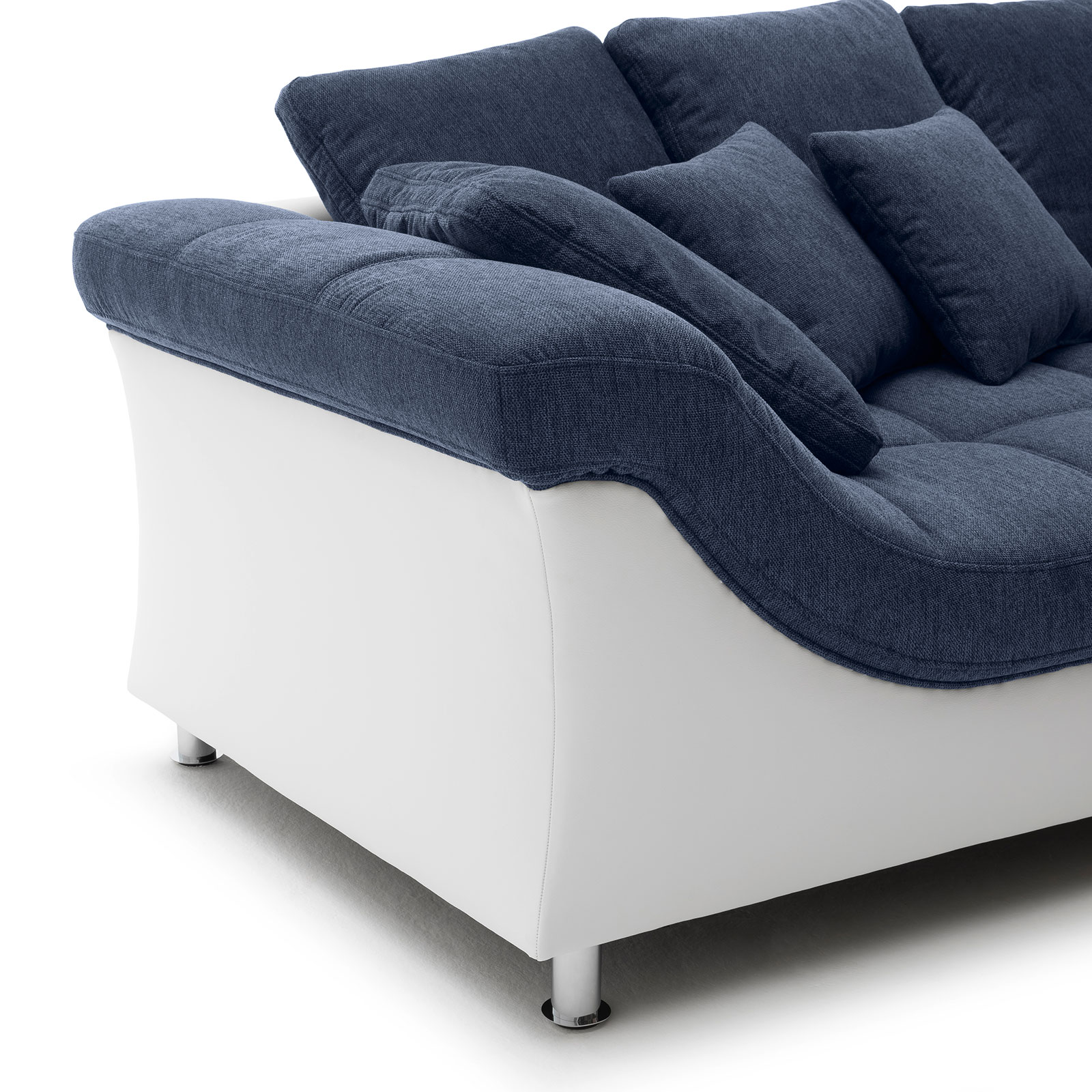 Ecksofa - blau-weiß - beidseitig montierbar