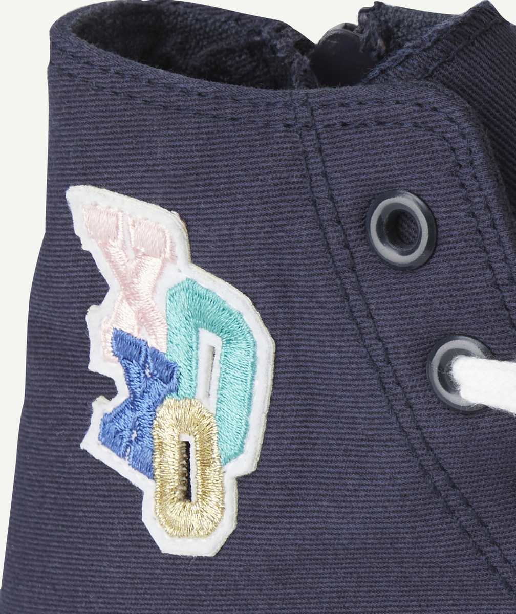 baskets en toile fille bleues marine à lacets et ouverture zippée