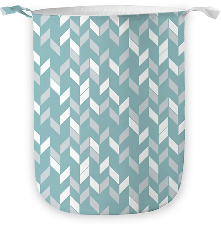 Panier à linge bleu et blanc en polycoton Scandi