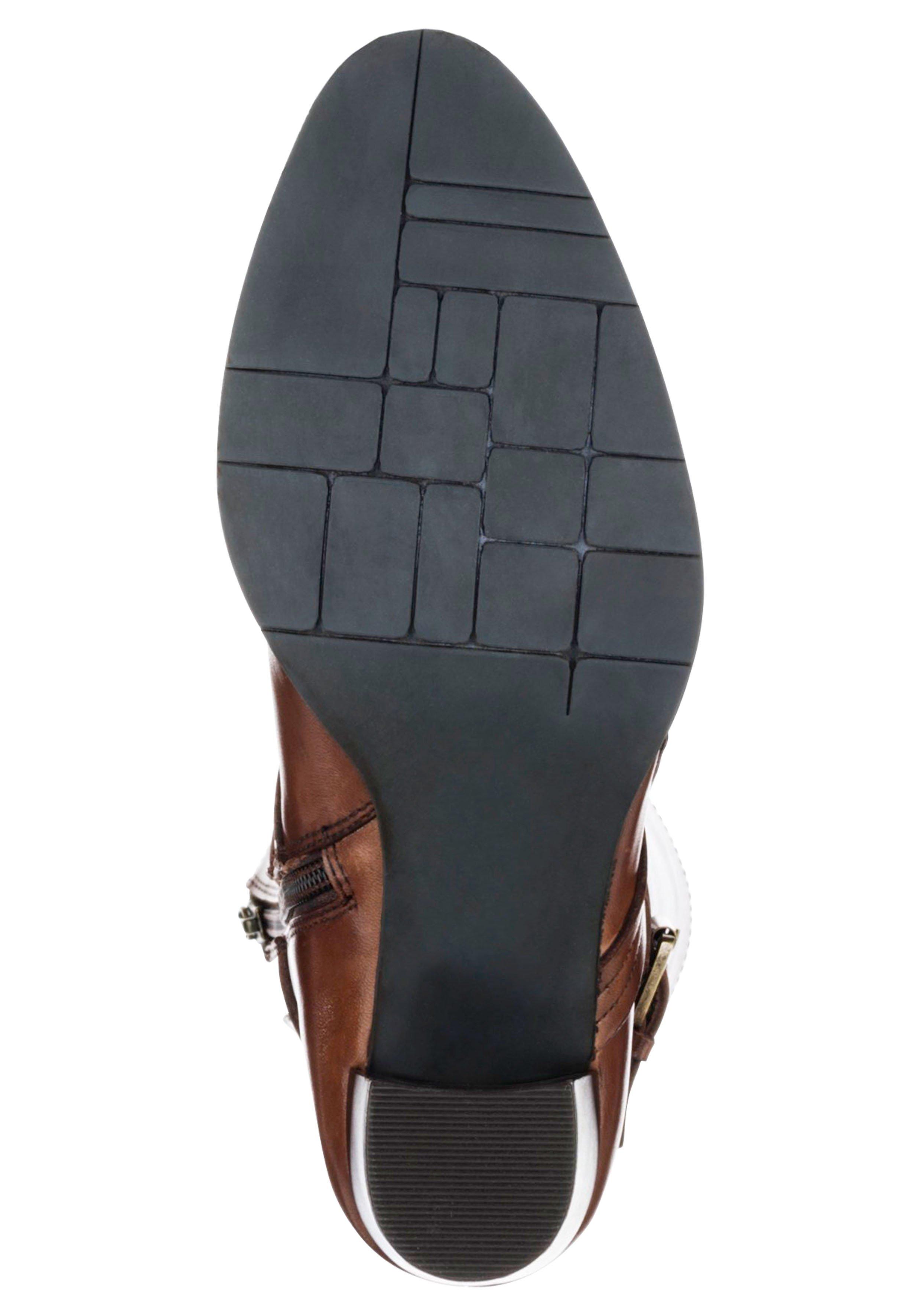 Stiefelette aus Leder mit Zierband und Schnalle