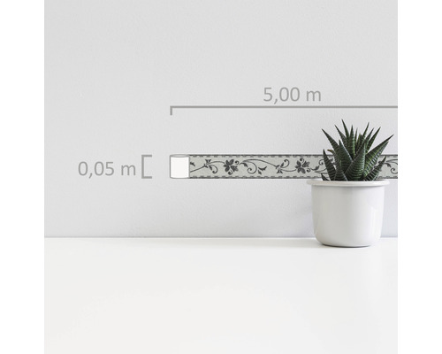 Rand 2590-11 zelfklevende bladrank zwart 5 m x 5 cm
