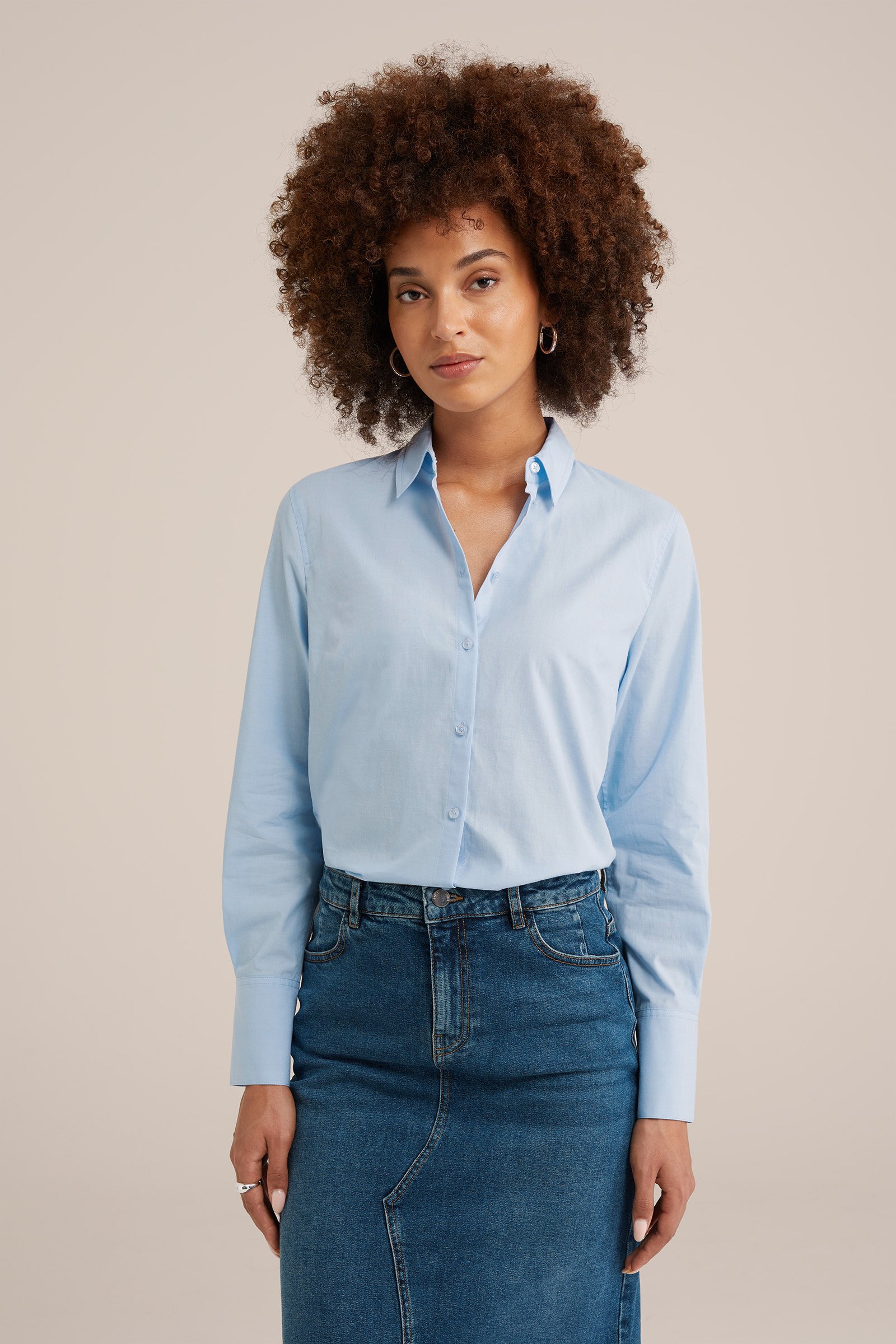 overhemdblouse WE Fashion Lichtblauw