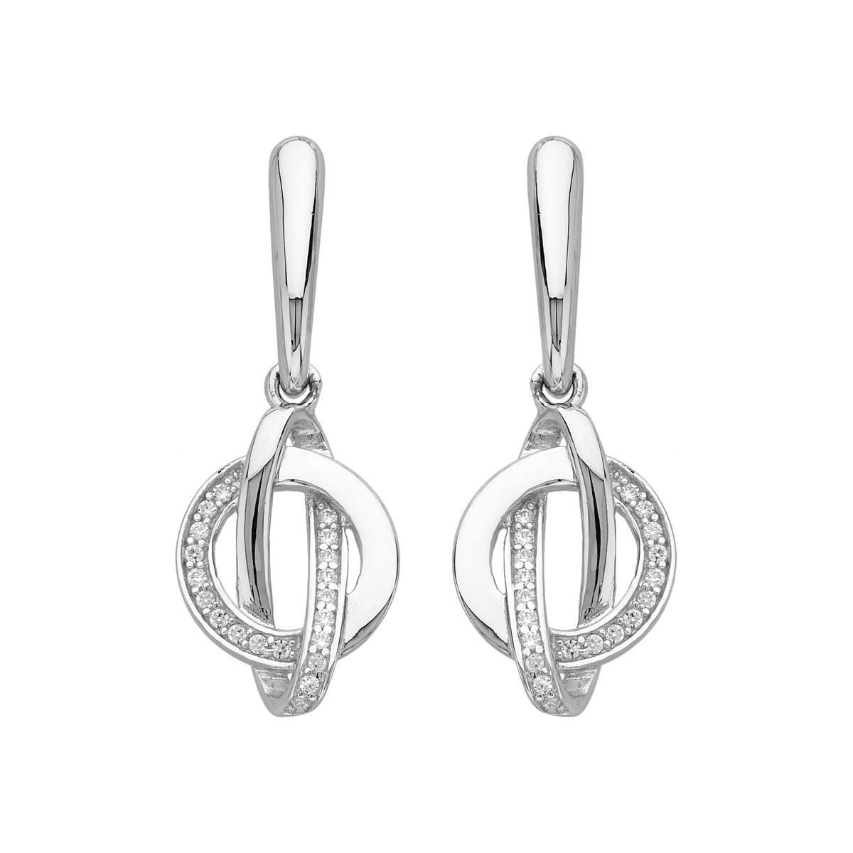 Boucles d'oreilles pendantes en Argent avec oxyde de zirconium blanc