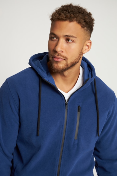 Fleecejacke, Kapuze, Zipptasche, bis 8 XL