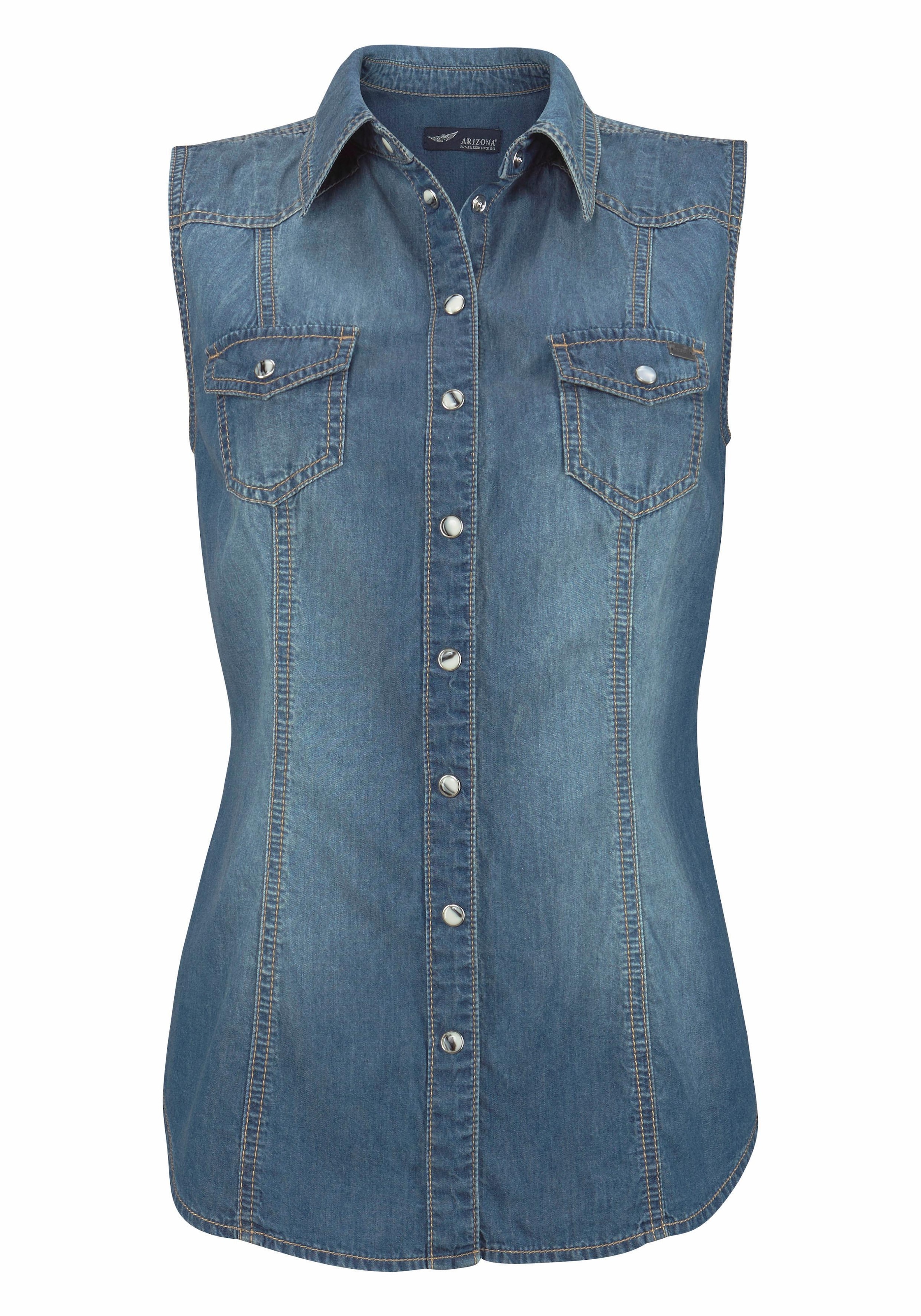 Arizona Jeansbluse , mit Knöpfen in Perlmuttoptik