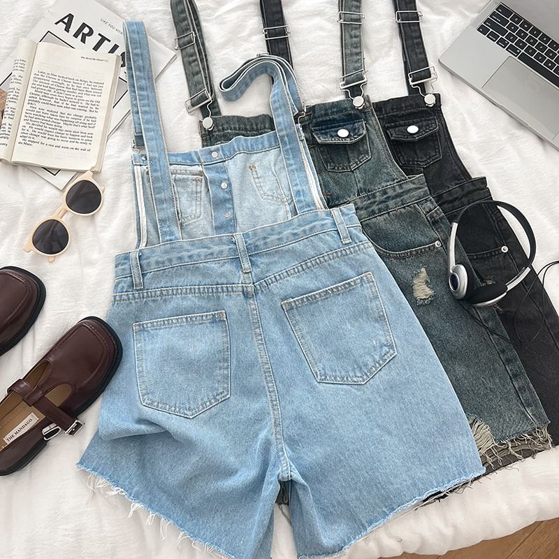 Babique - Versleten wijde denim romper