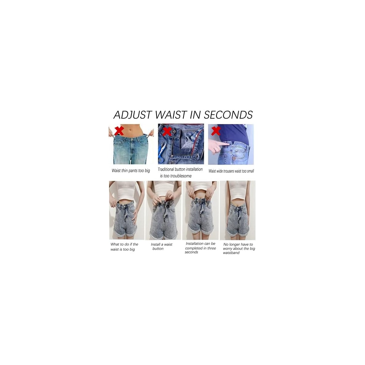 Avtakbare jeansknapper 10-pakning Mote jeans