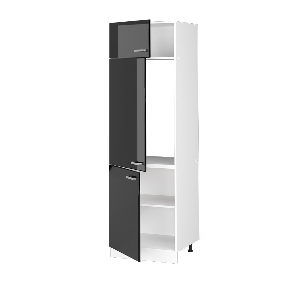 Vicco Kühlumbauschrank Küchenschrank R-Line Solid Weiß Schwarz 60 cm modern