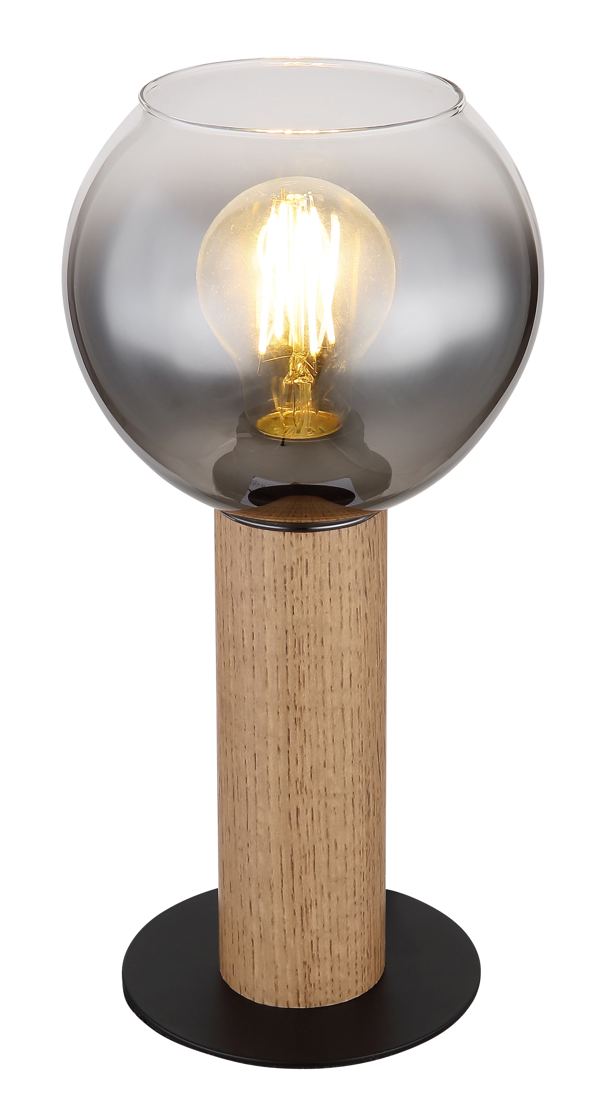 GLOBO Retrofit Tischlampe Moitas Naturfarbig /Schwarz /Rauch 15x15cm H30cm