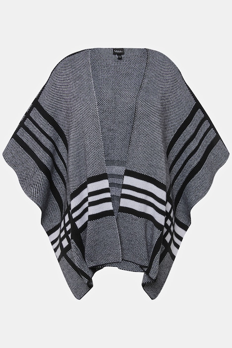 Strick-Poncho, XL-Karo, Oversized, Halbarm