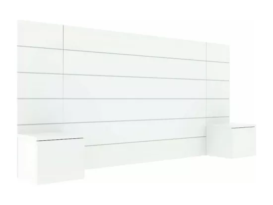 Tête de lit avec chevets 160 cm panneaux de fibres blanc FRIZ
