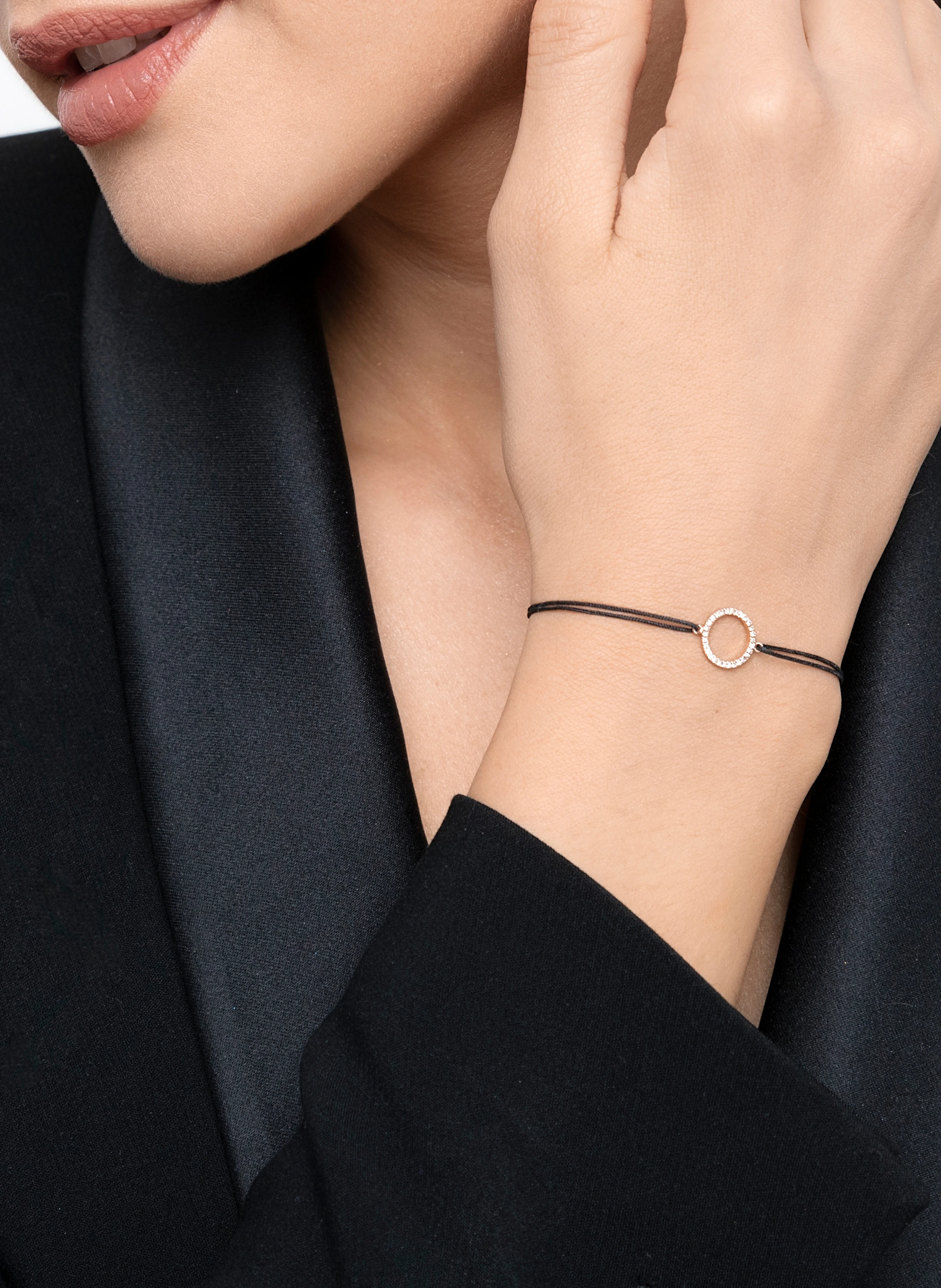 Leaf Freundschaftsarmband CIRCLE aus 18 Karat Weißgold mit Diamanten