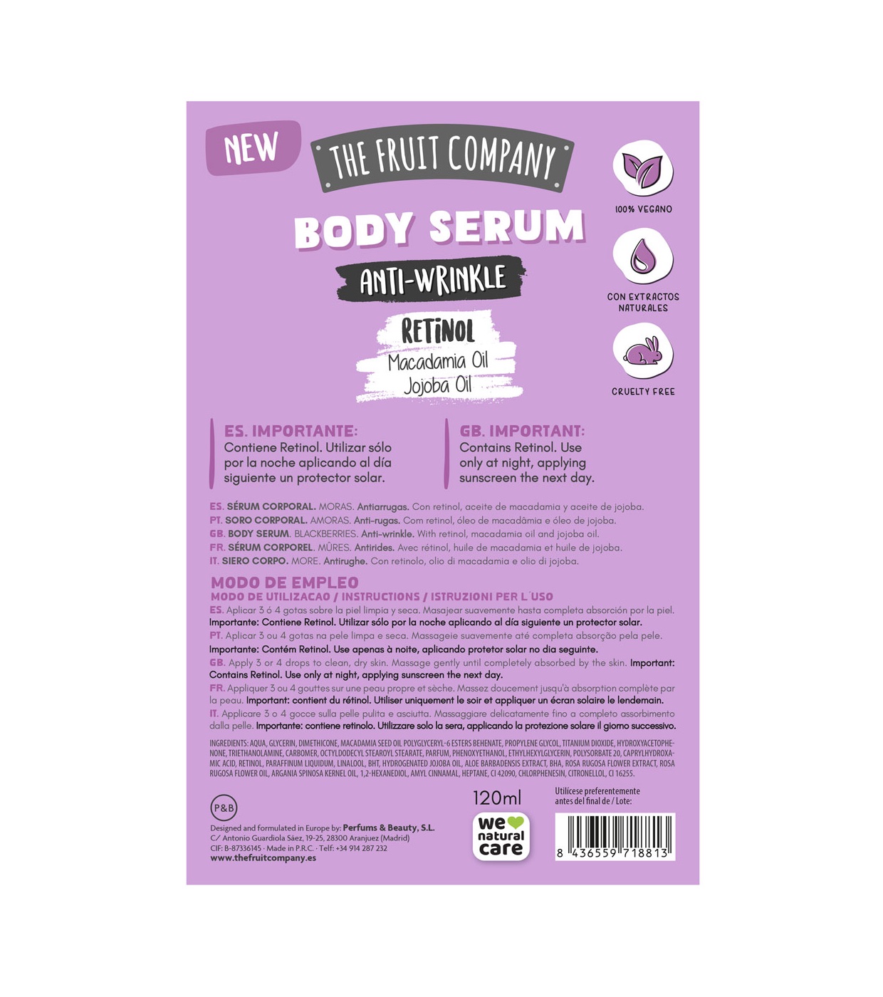The Fruit Company - Soro corporal especial com retinol para decote - Amoras