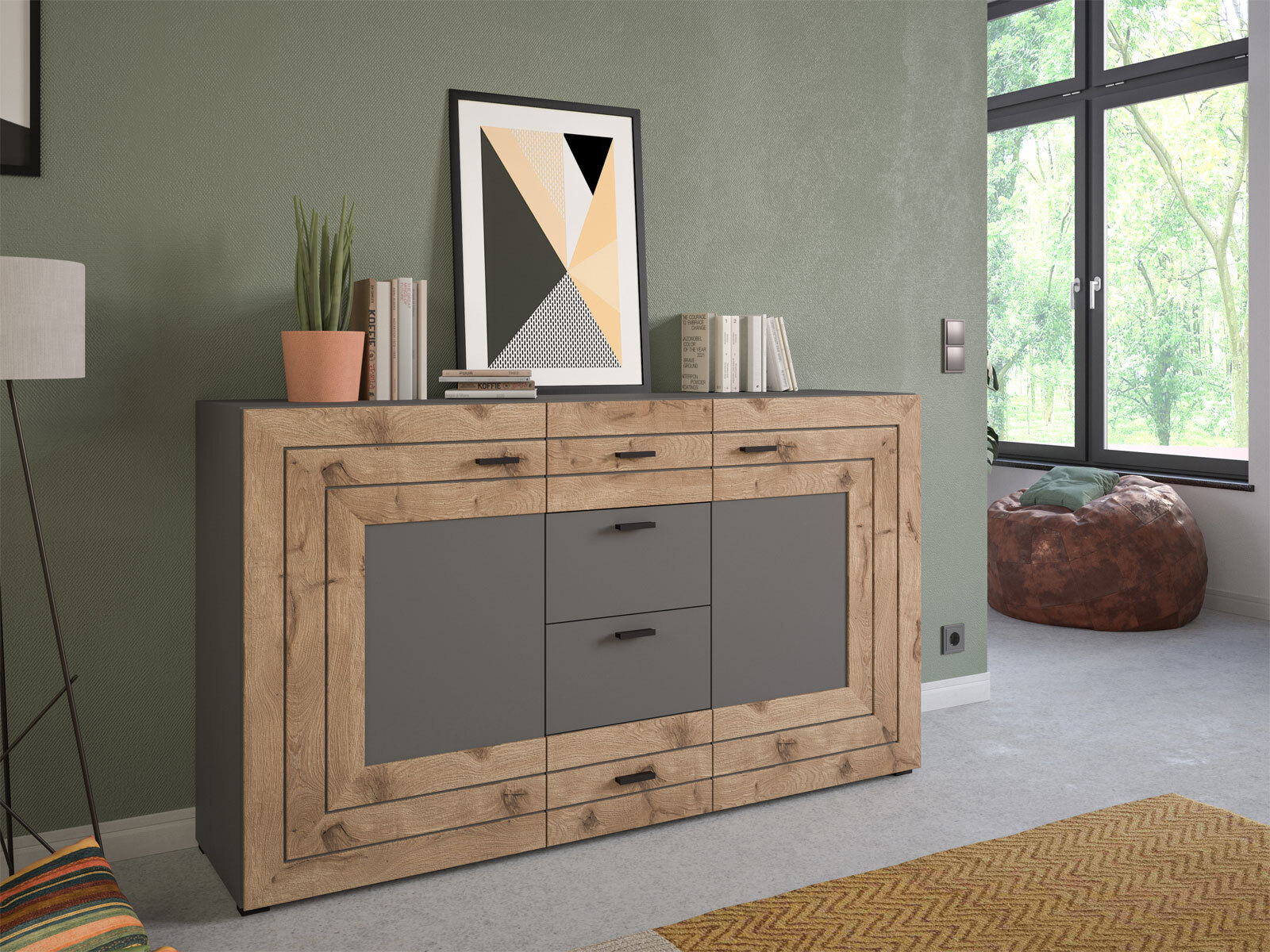 Sideboard FRENO Oak/ grau