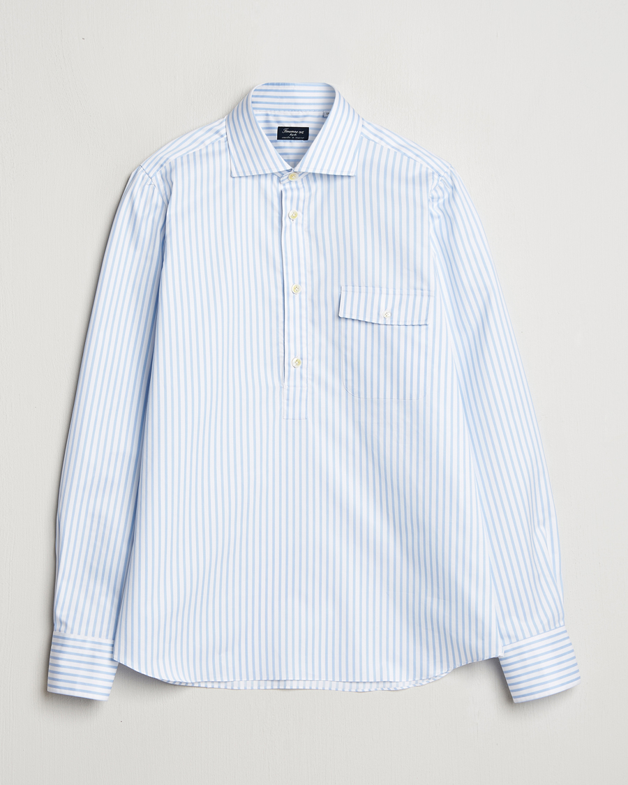 Finamore Napoli Porto Popover Shirt Light Blue