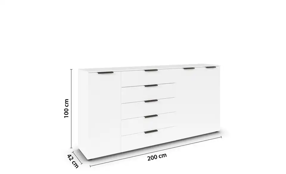 Sideboard Weiß Front: Dekor, Oberboden: Dekor Graphit