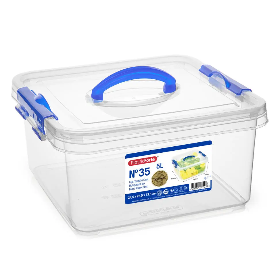 Plasticforte Opbergbox met deksel - blauw - 5L - kunststof