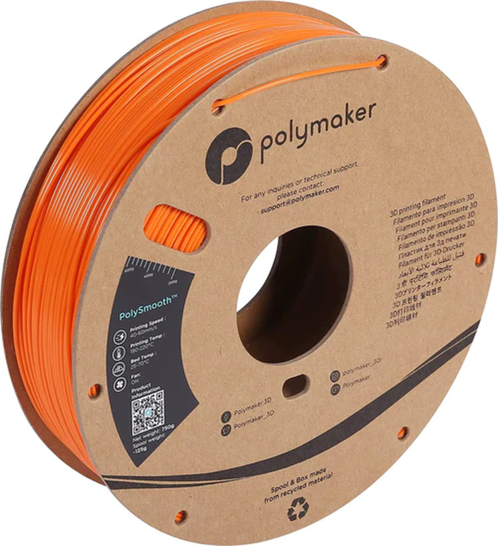 Polymaker  Polysmooth Orange, 1,75 mm (750 g)    PVB basiertes Filament für glänzende Ideen ohne sichtbare Layer in Orange