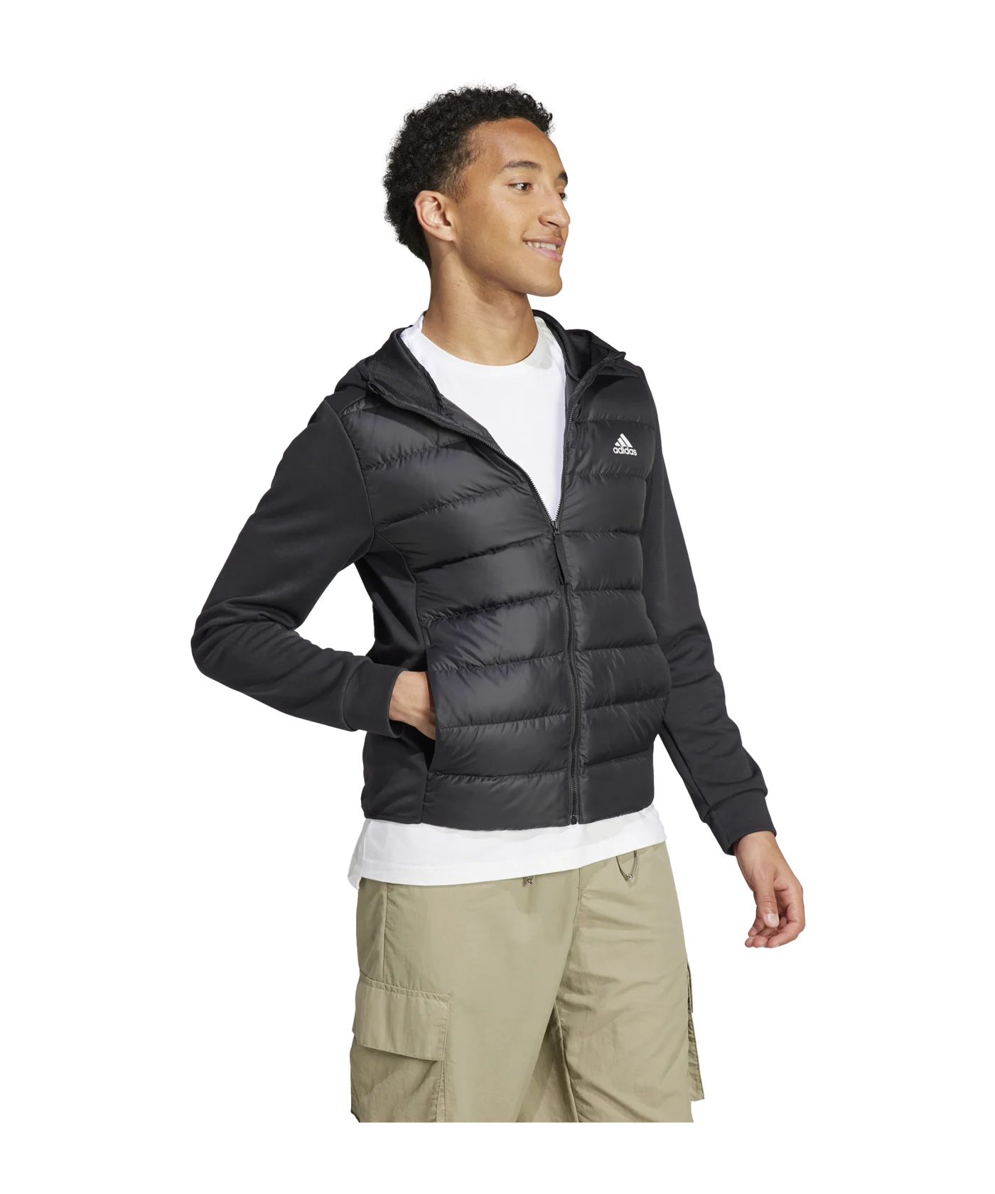 adidas Essentials Hybrid Down Hooded Jacke Schwarz