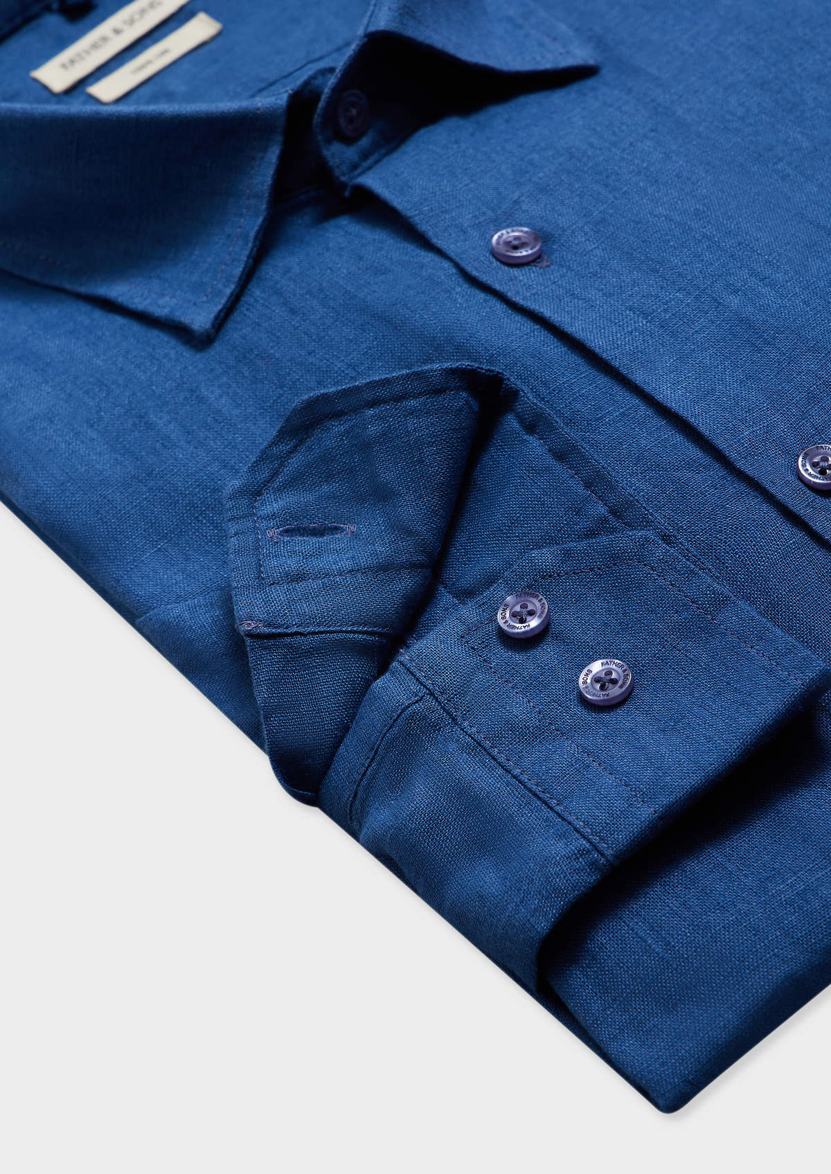 Chemise sport Slim en lin uni bleu jeans