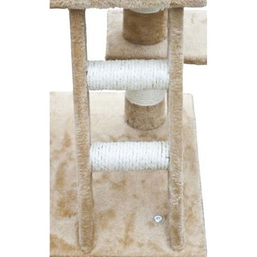 Poste arranhador de pelúcia bege para gatos