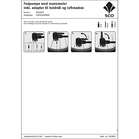 Sco fodpumpe med manometer