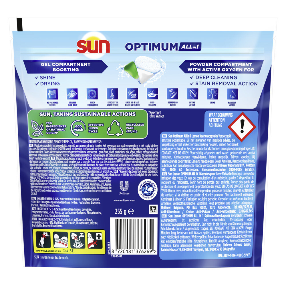 Sun Vaatwascapsules Citroen17 stuks