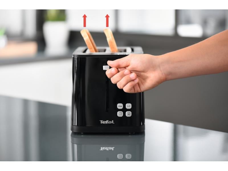 Tefal Toaster Smart'n Light Schwarz Moderner 2-Scheiben-Toaster mit Digitaldisplay