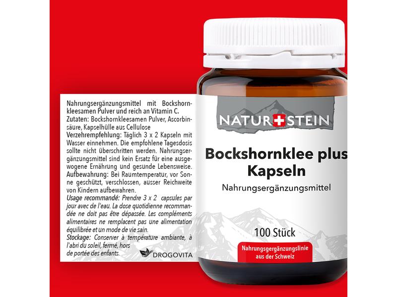 Naturstein Bockshornklee plus 100 Kapseln Veganes Nahrungsergänzungsmittel