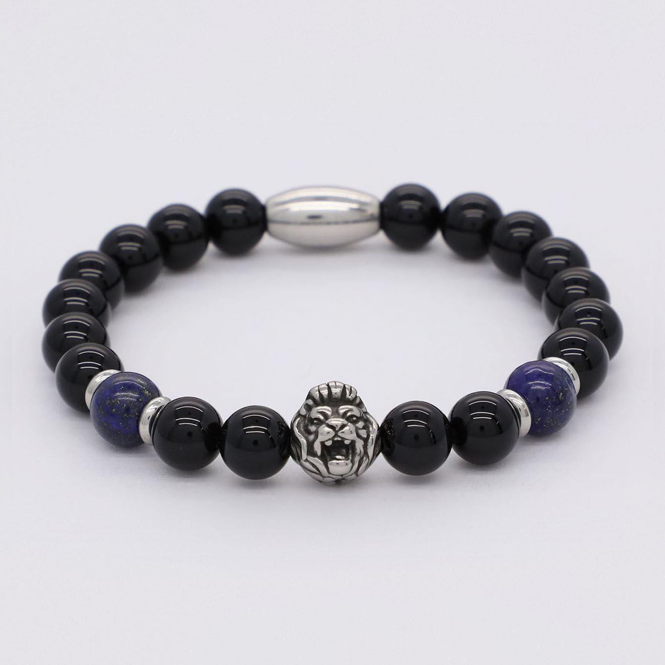 Jacobson Bracelet Marc en Acier, Onyx noir & Lapis