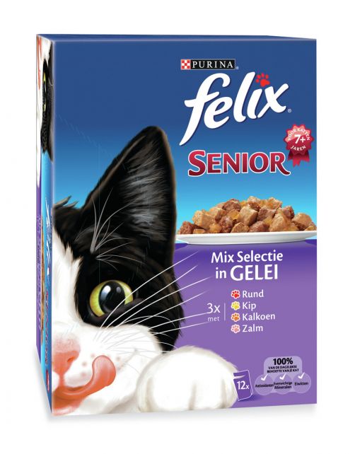 Felix Multipack Maaltijdzakjes Senior - Kattenvoer - Vlees 100 g