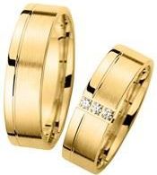 Trouwringen geelgoud met Diamanten breedte 6 mm