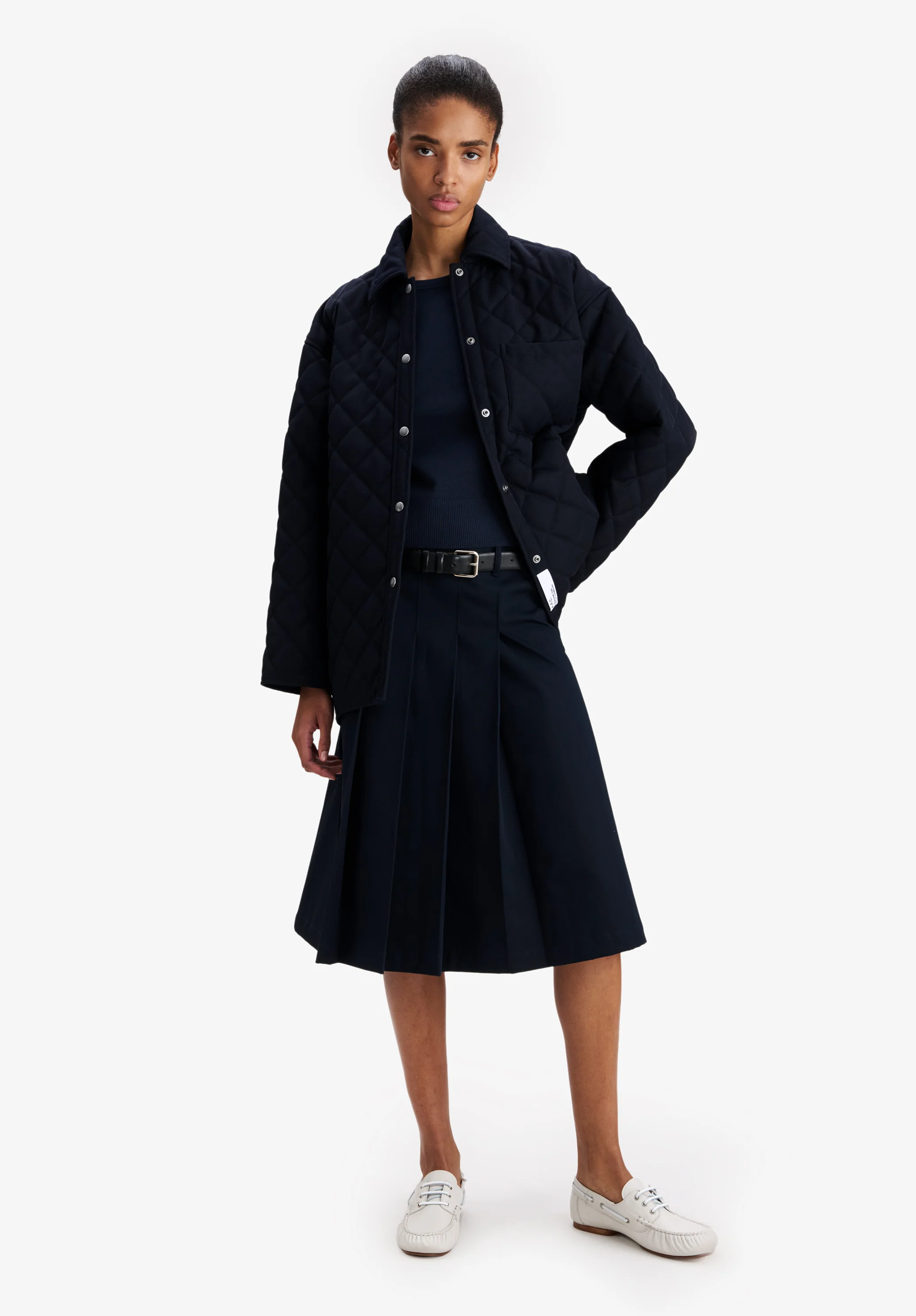 Blouson matelassé en laine bleu marine - Dark navy