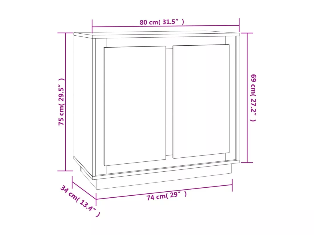 Buffet chêne sonoma 80x34x75 cm bois d'ingénierie