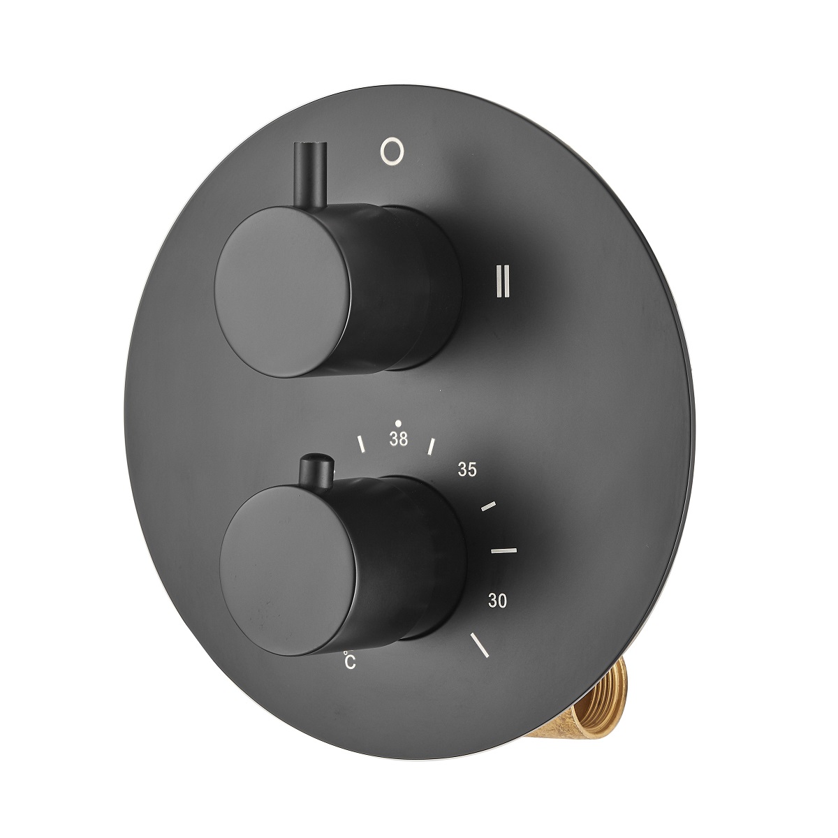 Saniclear Nero ronde inbouw kraan thermostatisch zwart mat