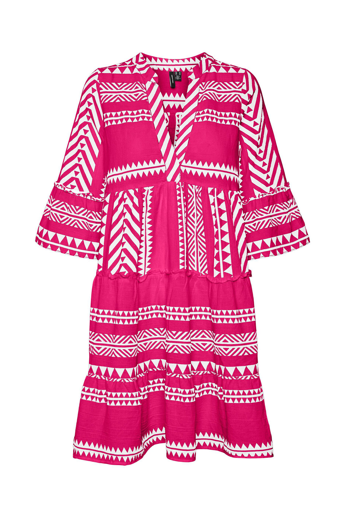 Vestido de manga curta tamanho 3/4 plus size - Rosa