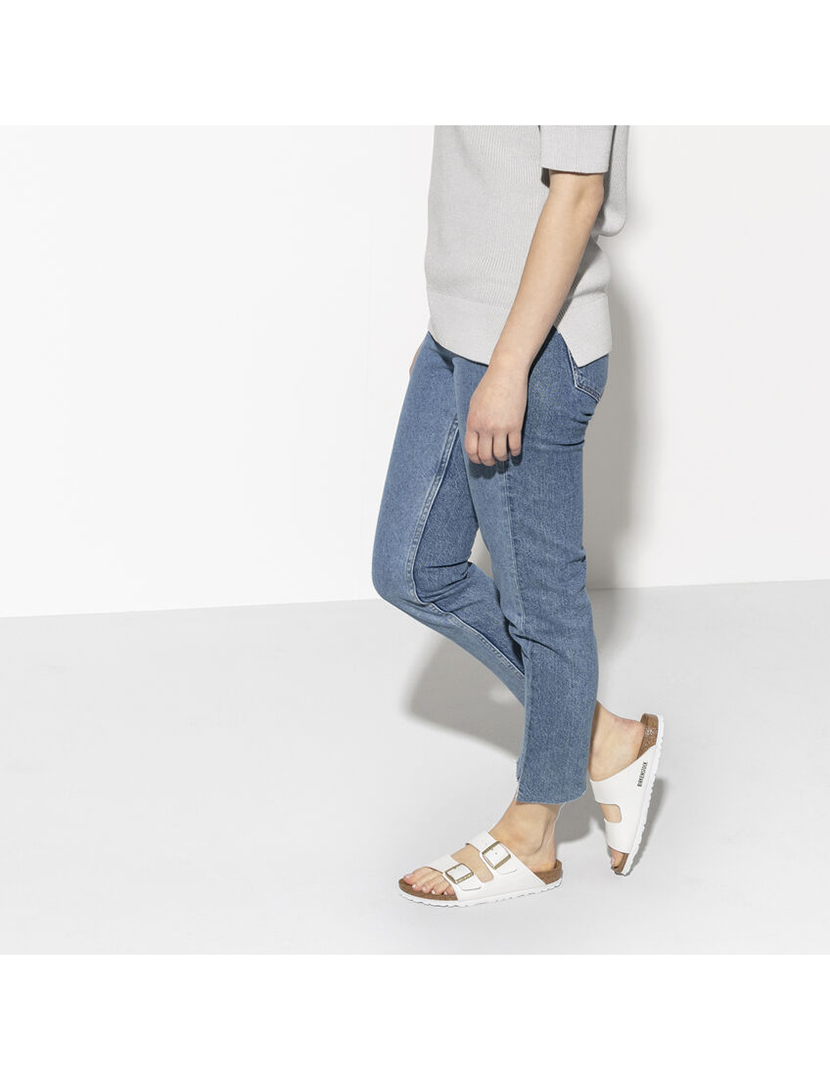 Arizona Birko-Flor Patent White Narrow Sandals