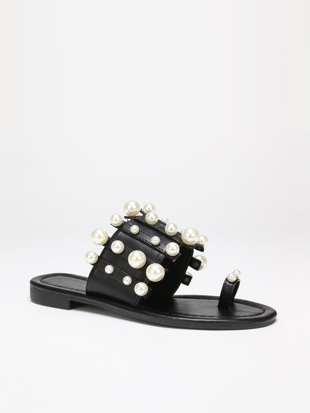 Mules à perles- Noir