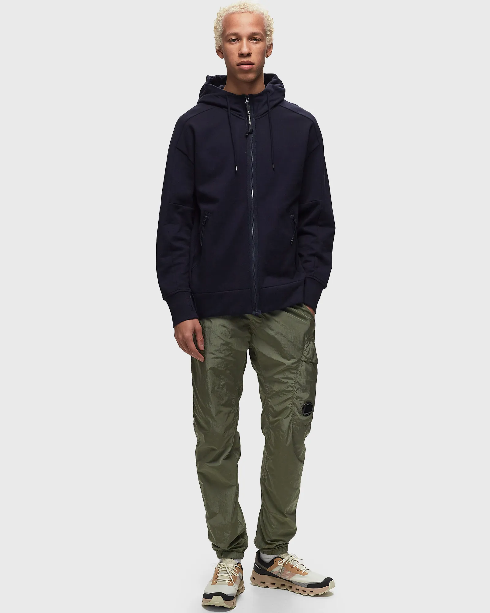C.P. Company DIAGONAL RAISED FLEECE SWEATSHIRTS - HOODED OPEN