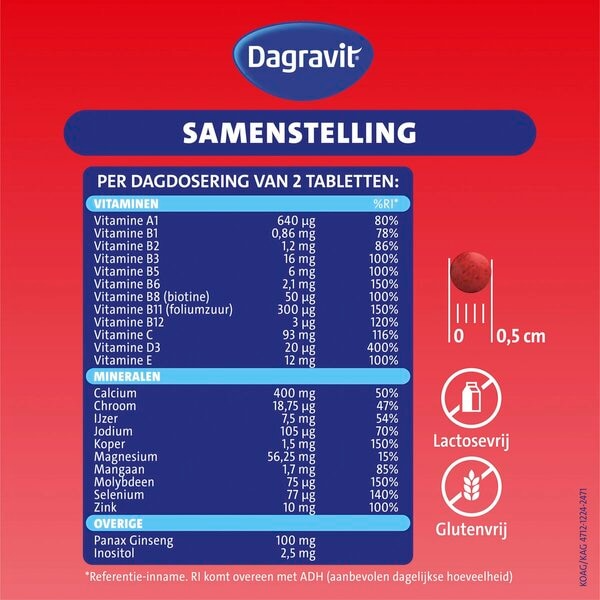 Dagravit Totaal 30 Fit 60+ Multivitaminen (60 tabletten)