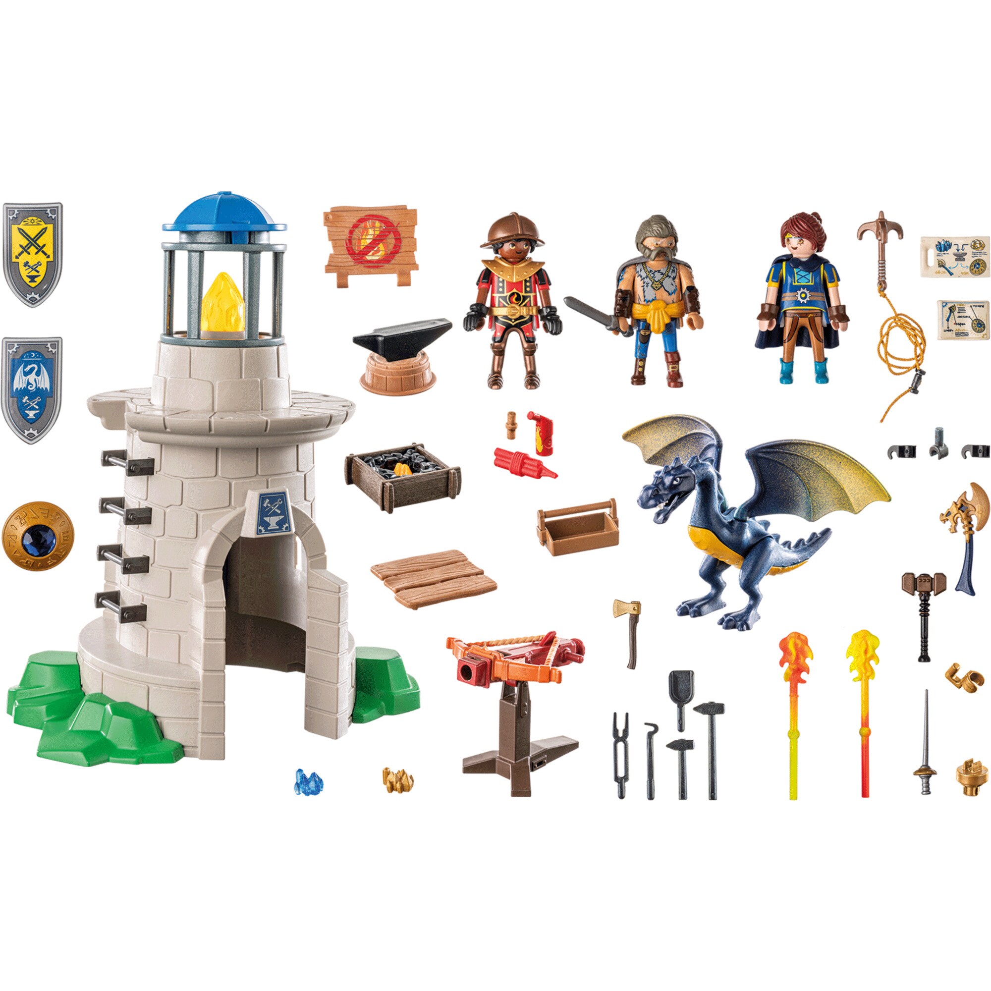 PLAYMOBIL Konstruktionsspielzeug Novelmore Ritterturm mit Schmied und Drache